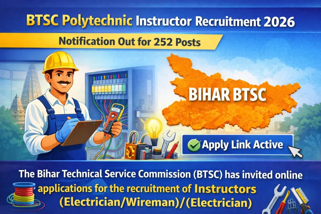 BTSC Polytechnic Instructor Recruitment 2026 Notification Out for 252 Posts