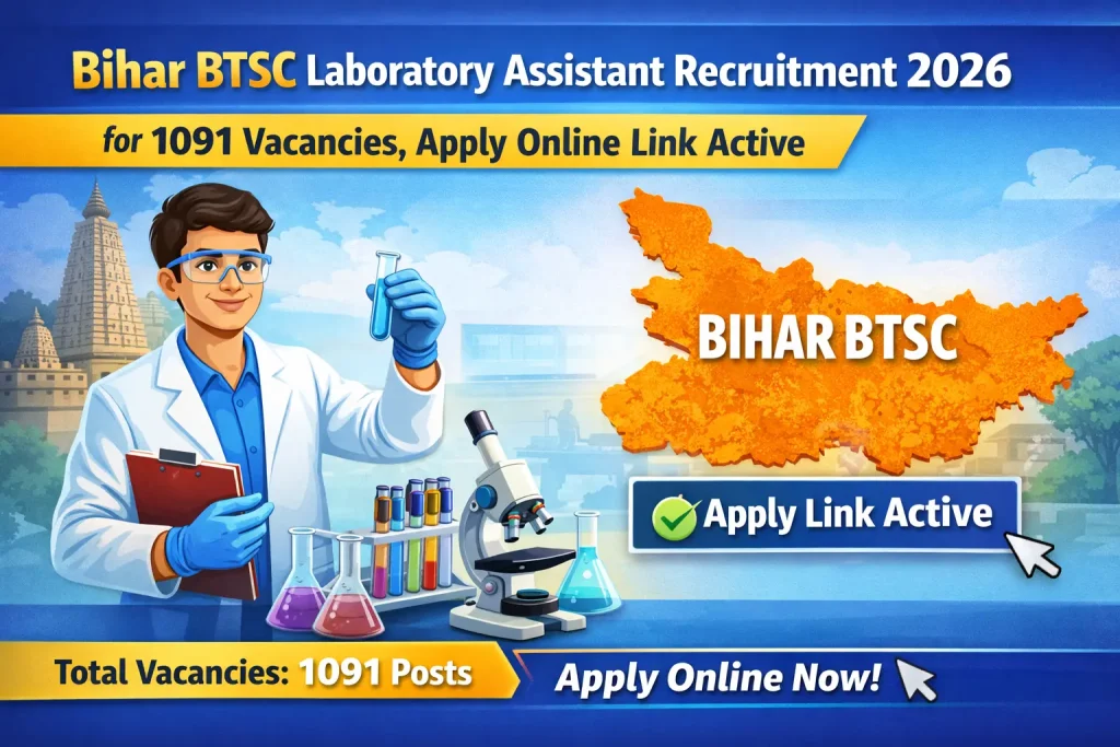 Bihar BTSC Laboratory Assistant Recruitment 2026 for 1091 Vacancies, Apply Online Link Active