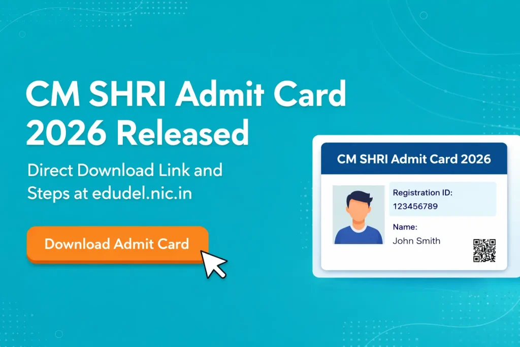 CM SHRI Admission Test Admit Card 2026 Out for Class 6 and Class 9, Exam on 13 April
