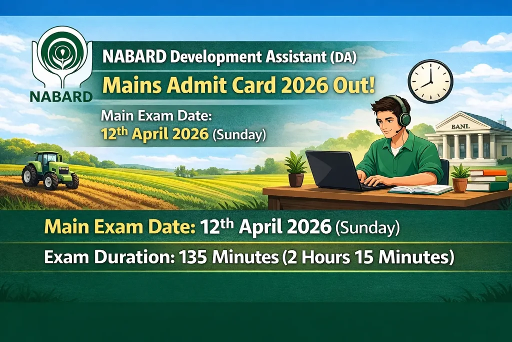 NABARD Development Assistant Mains Admit Card 2026 Out. Download Now