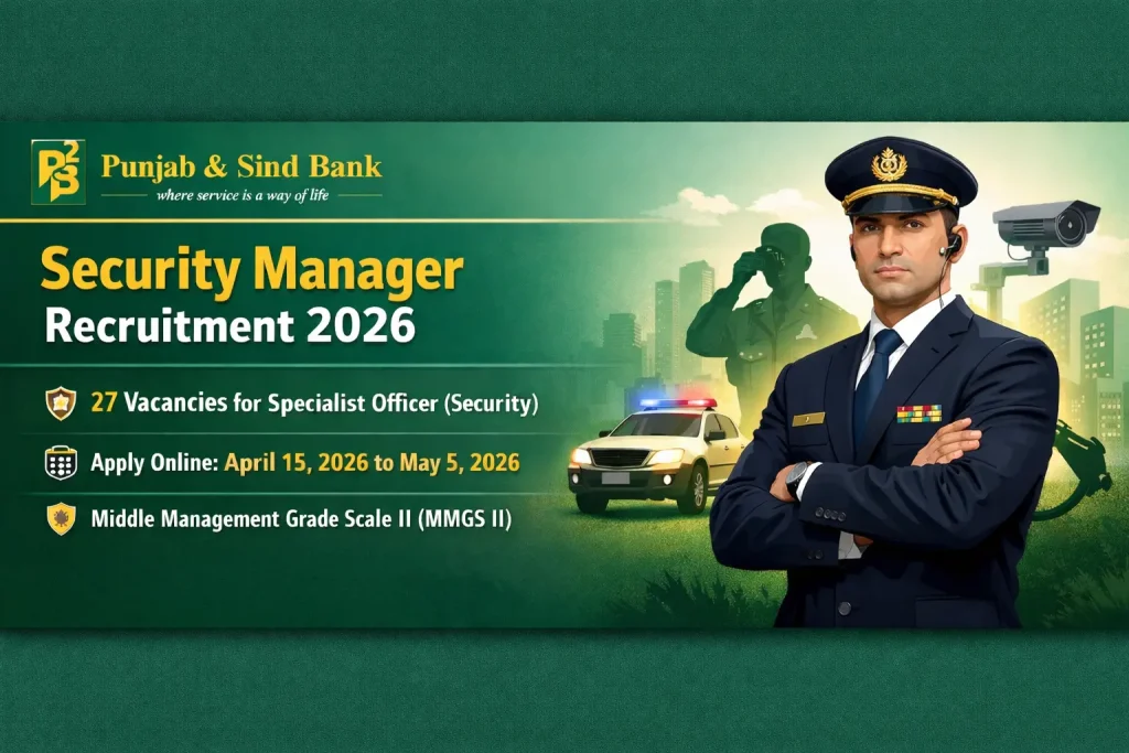 Punjab and Sind Bank Security Manager Recruitment 2026 Notification Out, Apply Online for Specialist Officer (Security) Posts