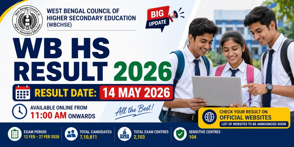 WB HS Result 2026 Date & Time Announced – Check WBCHSE Class 12 Result on 14 May at 11 AM